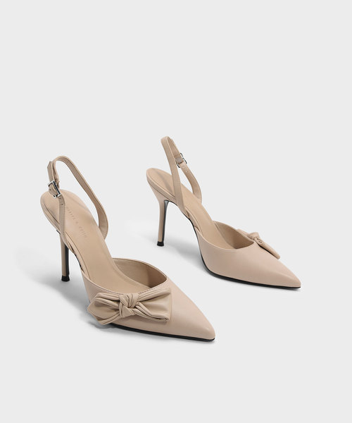 CHARLES & KEITH(チャールズ & キース)の「ボウディテールスリングバックヒール / BOW DETAIL SLINGBACK HEELS(パンプス・レディース・ブラック/アイボリー・22.5cm/23cm/23.5cm/24.5cm/25cm/25.5cm)」の6枚目の写真