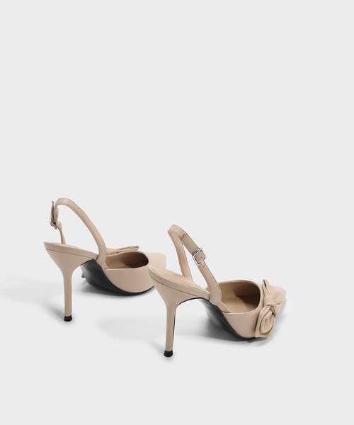 CHARLES & KEITH(チャールズ & キース)の「ボウディテールスリングバックヒール / BOW DETAIL SLINGBACK HEELS(パンプス・レディース・ブラック/アイボリー・22.5cm/23cm/23.5cm/24.5cm/25cm/25.5cm)」の7枚目の写真