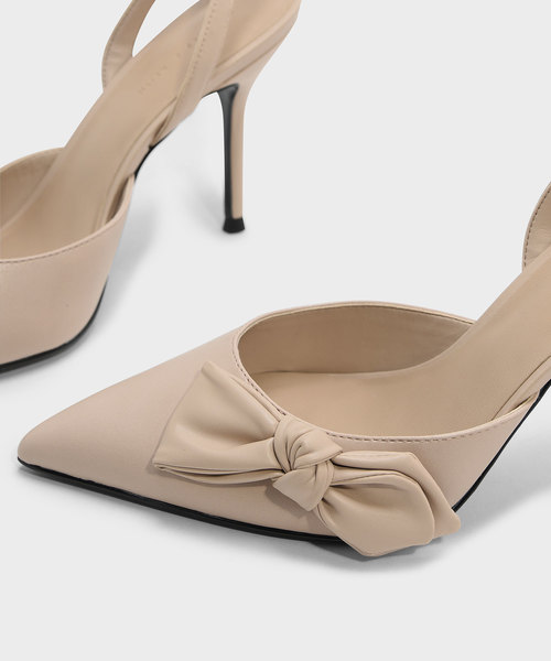 CHARLES & KEITH(チャールズ & キース)の「ボウディテールスリングバックヒール / BOW DETAIL SLINGBACK HEELS(パンプス・レディース・ブラック/アイボリー・22.5cm/23cm/23.5cm/24.5cm/25cm/25.5cm)」の8枚目の写真