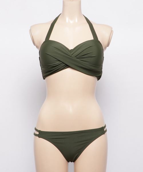 KOBE LETTUCE(コウベレタス)の「ツイストデザインバックレースアップバンドゥービキニ(水着・レディース・ブラック/カーキ/ブルー系その他/ブラック系その他/その他・FREE)」の12枚目の写真