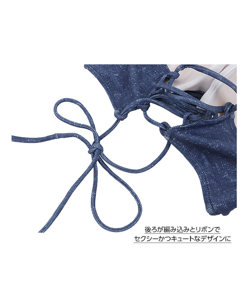 KOBE LETTUCE(コウベレタス)の「ツイストデザインバックレースアップバンドゥービキニ(水着・レディース・ブラック/カーキ/ブルー系その他/ブラック系その他/その他・FREE)」の14枚目の写真