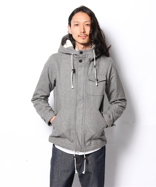 WEGO（ウィゴー）の「WEGO/メルトンフーデットブルゾン（ブルゾン・メンズ・グレー/カーキ/ネイビー・SMALL/MEDIUM/LARGE）」の2枚目の写真