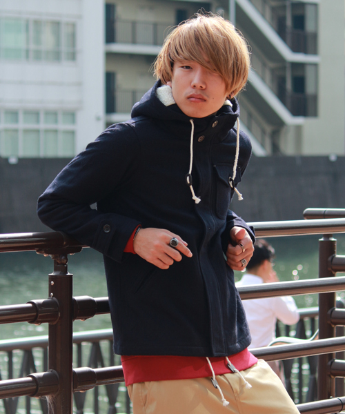 WEGO（ウィゴー）の「WEGO/メルトンフーデットブルゾン（ブルゾン・メンズ・グレー/カーキ/ネイビー・SMALL/MEDIUM/LARGE）」の18枚目の写真