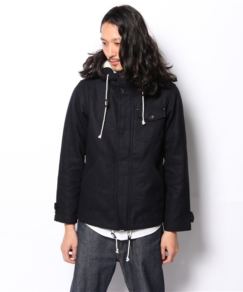 WEGO（ウィゴー）の「WEGO/メルトンフーデットブルゾン（ブルゾン・メンズ・グレー/カーキ/ネイビー・SMALL/MEDIUM/LARGE）」の4枚目の写真