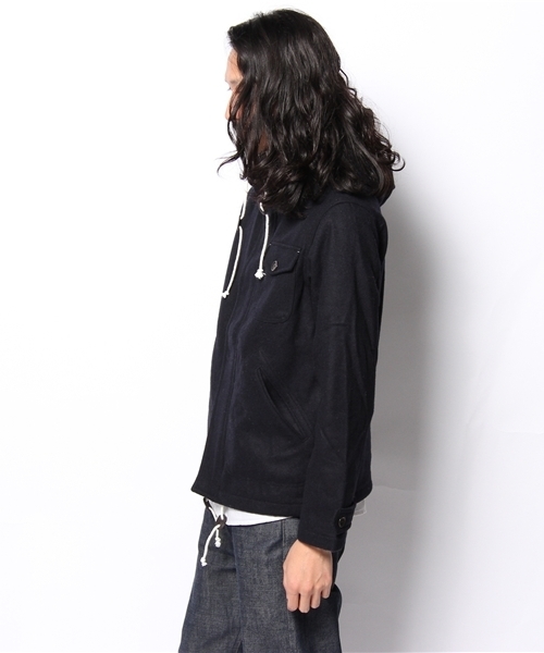 WEGO（ウィゴー）の「WEGO/メルトンフーデットブルゾン（ブルゾン・メンズ・グレー/カーキ/ネイビー・SMALL/MEDIUM/LARGE）」の5枚目の写真