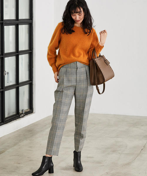 green label relaxing(グリーンレーベルリラクシング)の「FM ハイウエスト センタープレス パンツ チェック ◆(その他パンツ・レディース・ブラウン/グレー/ネイビー・40/38/36/34)」の18枚目の写真