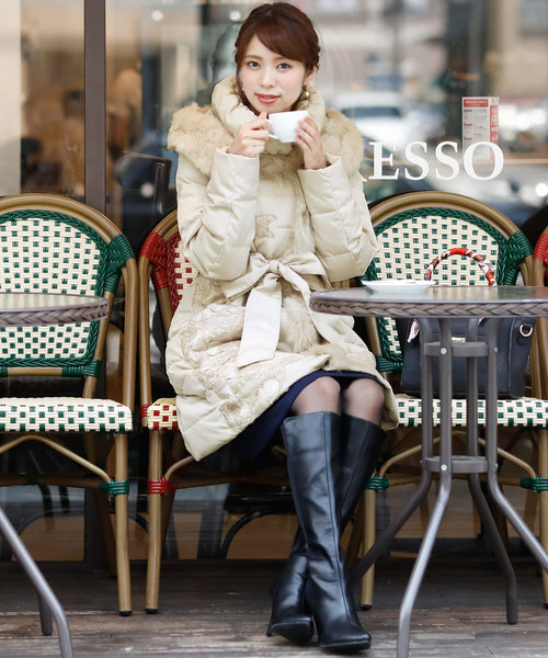 ElegChic(エレグシック)の「ファードレスダウンキルティング ロング コート(ダウンジャケット/コート・レディース・ベージュ/ネイビー/グレー・M/L)」の18枚目の写真