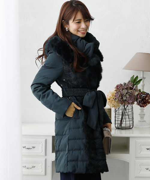 ElegChic(エレグシック)の「ファードレスダウンキルティング ロング コート(ダウンジャケット/コート・レディース・ベージュ/ネイビー/グレー・M/L)」の13枚目の写真