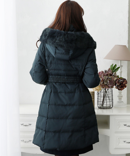 ElegChic(エレグシック)の「ファードレスダウンキルティング ロング コート(ダウンジャケット/コート・レディース・ベージュ/ネイビー/グレー・M/L)」の16枚目の写真