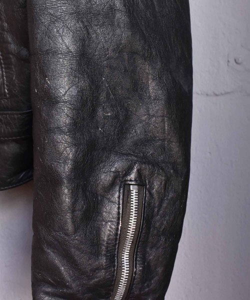 Steer Brand ブラックレザーライダースジャケット VINTAGE（ヴィンテージ）の「【ヴィンテージ古着】Steer Brand