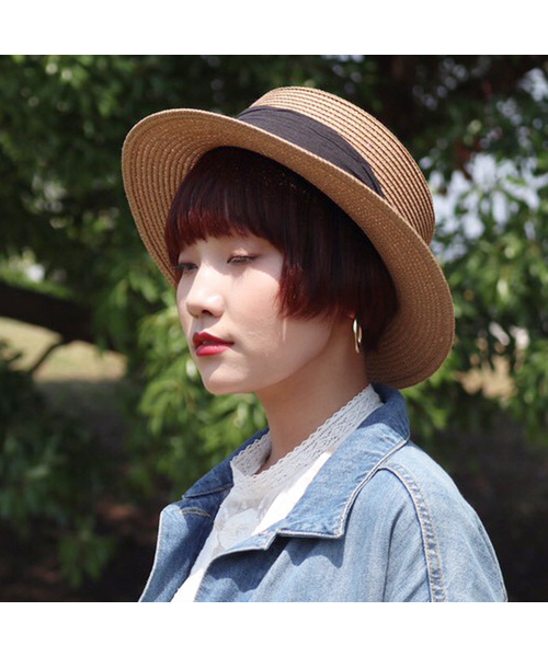 polcadot（ポルカドット）の「ペーパーブレード リボン カンカン帽（ハット・レディース・ベージュ系その他/ベージュ系その他2/ベージュ系その他3・FREE）」の5枚目の写真