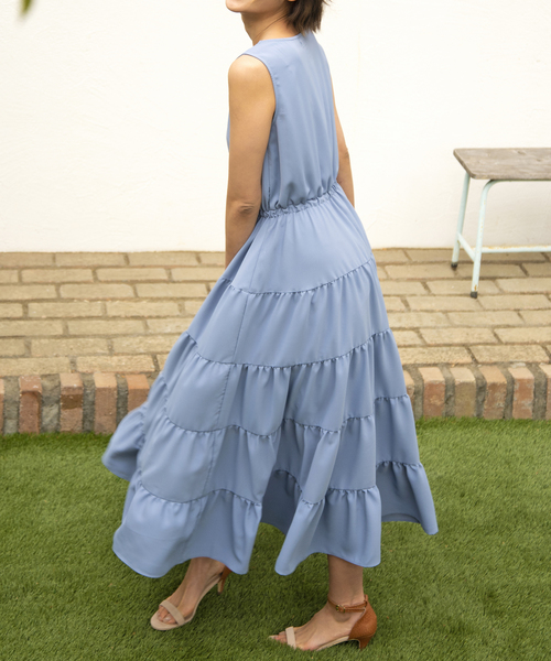 TRUDEA(トルディア)の「ティアード ロングワンピース(ワンピース・レディース・イエロー/ブルー/モカ/ラベンダー・MEDIUM/LARGE)」の9枚目の写真