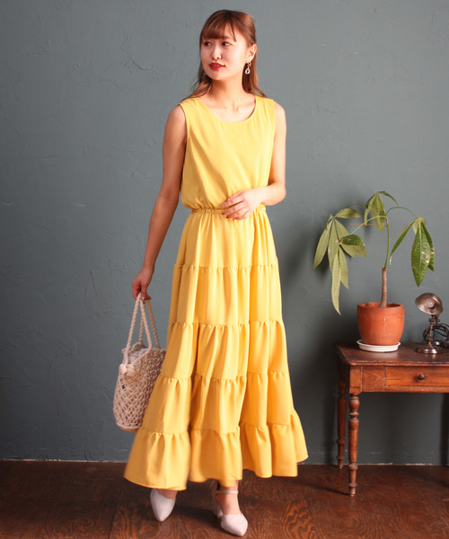 TRUDEA(トルディア)の「ティアード ロングワンピース(ワンピース・レディース・イエロー/ブルー/モカ/ラベンダー・MEDIUM/LARGE)」の12枚目の写真