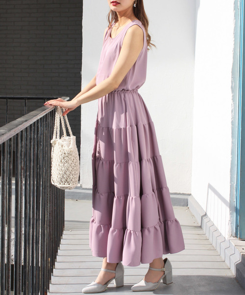 TRUDEA(トルディア)の「ティアード ロングワンピース(ワンピース・レディース・イエロー/ブルー/モカ/ラベンダー・MEDIUM/LARGE)」の10枚目の写真