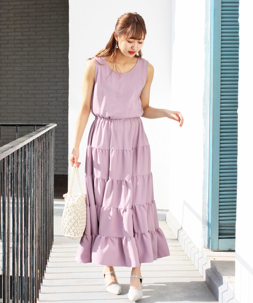 TRUDEA(トルディア)の「ティアード ロングワンピース(ワンピース・レディース・イエロー/ブルー/モカ/ラベンダー・MEDIUM/LARGE)」の11枚目の写真