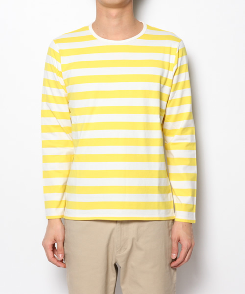 BEAMS（ビームス）の「○BEAMS / 40双糸 1インチ ボーダーカットソー（Tシャツ/カットソー・メンズ・イエロー/グリーン/ネイビー・MEDIUM/SMALL/X-LARGE/LARGE）」の5枚目の写真