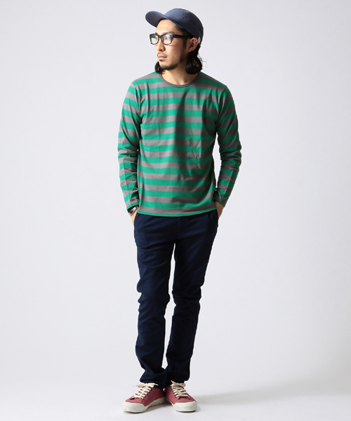 BEAMS（ビームス）の「○BEAMS / 40双糸 1インチ ボーダーカットソー（Tシャツ/カットソー・メンズ・イエロー/グリーン/ネイビー・MEDIUM/SMALL/X-LARGE/LARGE）」の13枚目の写真