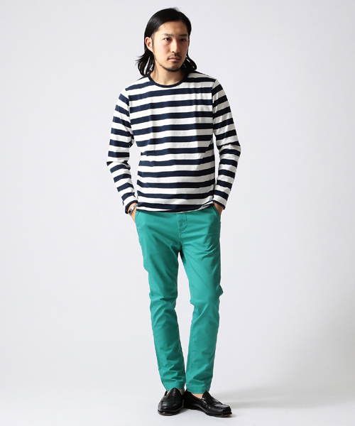 BEAMS（ビームス）の「○BEAMS / 40双糸 1インチ ボーダーカットソー（Tシャツ/カットソー・メンズ・イエロー/グリーン/ネイビー・MEDIUM/SMALL/X-LARGE/LARGE）」の14枚目の写真