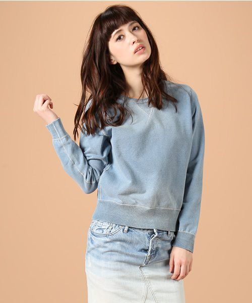 goa(ゴア)の「インディゴ裏毛 プルオーバー(Tシャツ/カットソー・レディース・ブルー/インディゴブルー・FREE)」の1枚目の写真