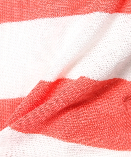 SHARE PARK（シェアパーク）の「フレンチリネンボーダー　ニット（ニット/セーター・レディース・オレンジ系1/ターコイズブルー系1/ネイビー系1・1）」の4枚目の写真