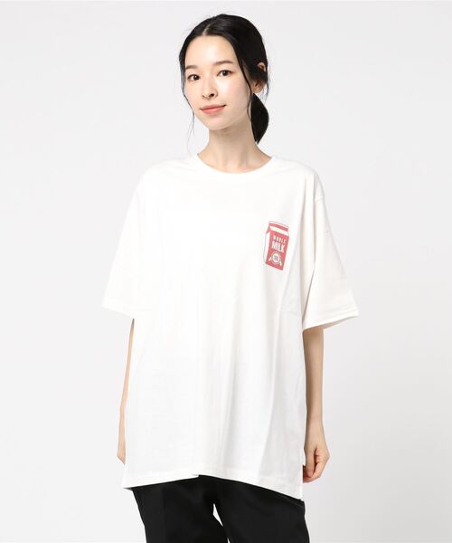 VIBGYOR Women（ヴィブジョー　ウィメン）の「【six mouse】MILKプリントTシャツ（Tシャツ/カットソー・レディース・ホワイト/グリーン/ラベンダー/イエロー・FREE）」の2枚目の写真