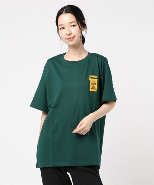 VIBGYOR Women（ヴィブジョー　ウィメン）の「【six mouse】MILKプリントTシャツ（Tシャツ/カットソー・レディース・ホワイト/グリーン/ラベンダー/イエロー・FREE）」の3枚目の写真