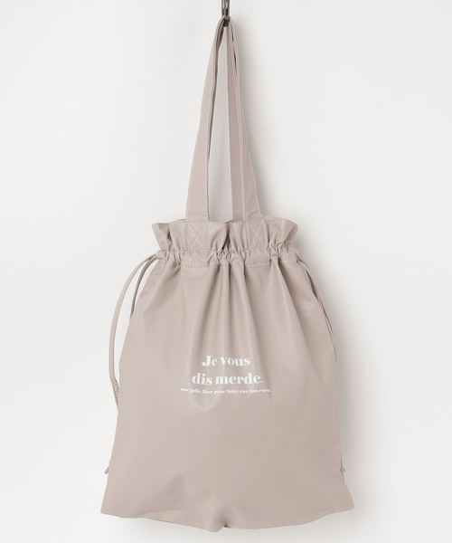 one way（ワンウェイ）の「PU巾着ロゴトート（トートバッグ・レディース・ライトグレー/ブラック/シルバー/ライトブラウン・FREE）」の2枚目の写真