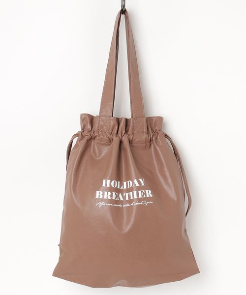 one way（ワンウェイ）の「PU巾着ロゴトート（トートバッグ・レディース・ライトグレー/ブラック/シルバー/ライトブラウン・FREE）」の3枚目の写真