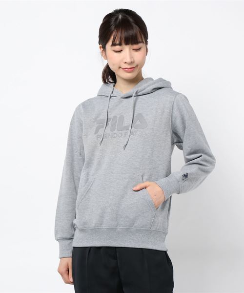 FILA(フィラ)の「FILA/フィラ ワンポイント ロゴ刺繍 プルパーカー ビッグシルエット スウェット パーカー フ―ディ 裏起毛(パーカー・レディース・ホワイト/ブラック/ネイビー/杢グレー・M/L)」の3枚目の写真