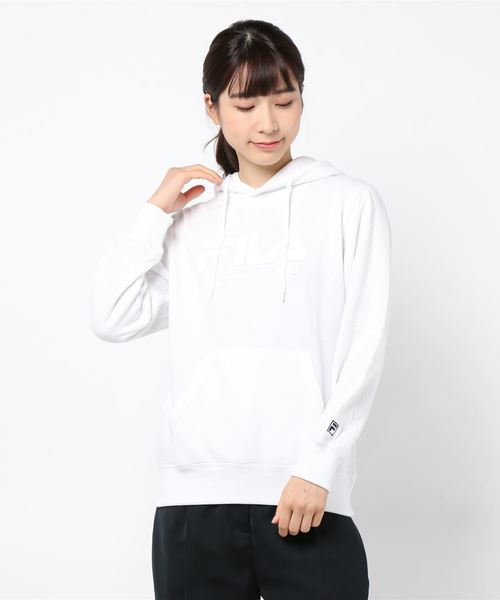 FILA(フィラ)の「FILA/フィラ ワンポイント ロゴ刺繍 プルパーカー ビッグシルエット スウェット パーカー フ―ディ 裏起毛(パーカー・レディース・ホワイト/ブラック/ネイビー/杢グレー・M/L)」の1枚目の写真