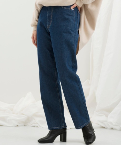 Ambre Neige（アンブルネージュ）の「ストレートデニム【WEB/EC限定商品】（デニムパンツ・レディース・ネイビー/サックスブルー・SMALL/MEDIUM/LARGE）」の5枚目の写真