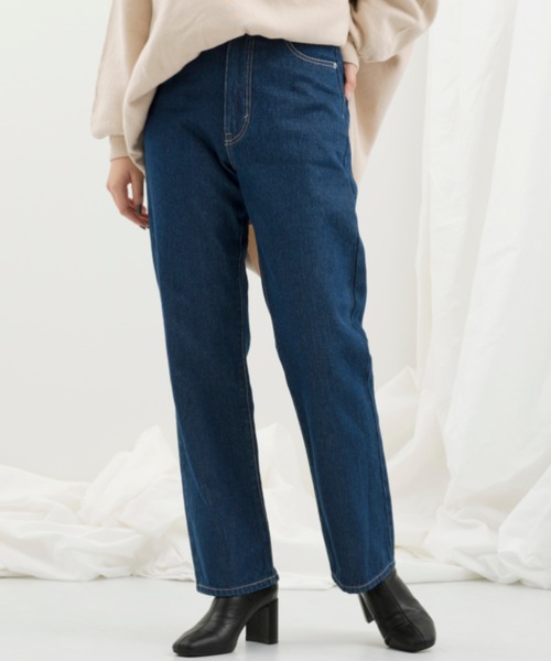 Ambre Neige（アンブルネージュ）の「ストレートデニム【WEB/EC限定商品】（デニムパンツ・レディース・ネイビー/サックスブルー・SMALL/MEDIUM/LARGE）」の3枚目の写真