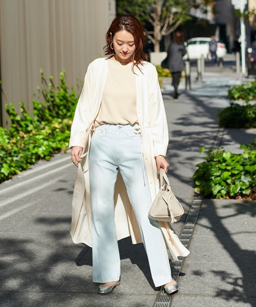 DouDou(ドゥドゥ)の「ドルマンロングコート(ステンカラーコート・レディース・オフホワイト/カーキ/ブルー・FREE)」の15枚目の写真