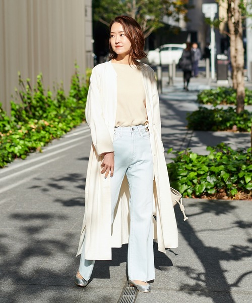 DouDou(ドゥドゥ)の「ドルマンロングコート(ステンカラーコート・レディース・オフホワイト/カーキ/ブルー・FREE)」の10枚目の写真