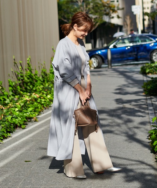 DouDou(ドゥドゥ)の「ドルマンロングコート(ステンカラーコート・レディース・オフホワイト/カーキ/ブルー・FREE)」の22枚目の写真