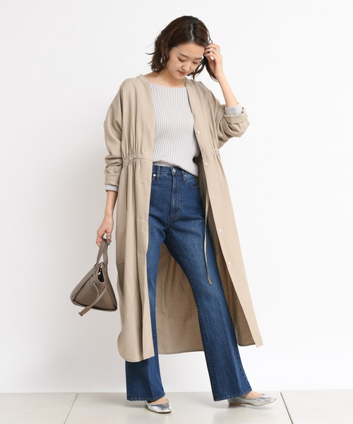 DouDou(ドゥドゥ)の「ドルマンロングコート(ステンカラーコート・レディース・オフホワイト/カーキ/ブルー・FREE)」の17枚目の写真