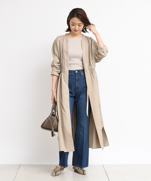 DouDou(ドゥドゥ)の「ドルマンロングコート(ステンカラーコート・レディース・オフホワイト/カーキ/ブルー・FREE)」の8枚目の写真