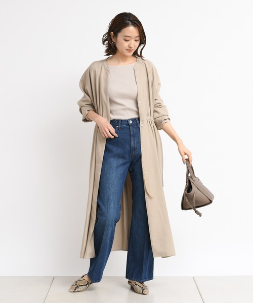 DouDou(ドゥドゥ)の「ドルマンロングコート(ステンカラーコート・レディース・オフホワイト/カーキ/ブルー・FREE)」の19枚目の写真