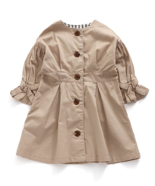 apres les cours(アプレレクール)の「/コートワンピース(ワンピース・キッズ・ベージュ/インディゴブルー/ストライプ・130/140/110/120/90/100/80)」の2枚目の写真