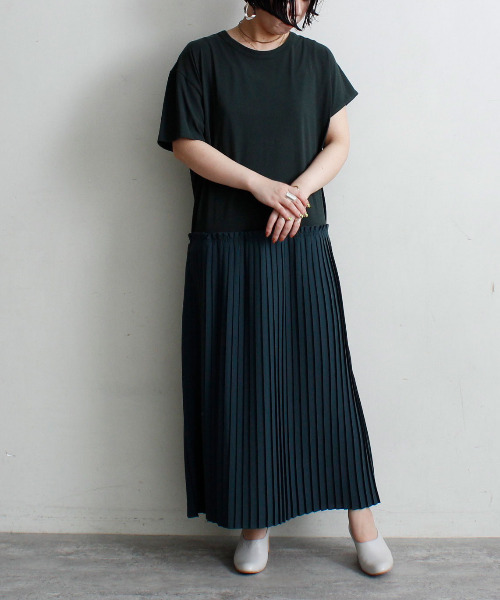 強撚ガーゼ天竺 アシメプリーツワンピース ワンピース Note Et Note Et Silence ワンピース ノートエシロンス のファッション