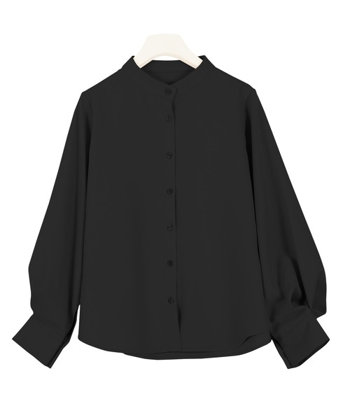 KOBE LETTUCE（コウベレタス）の「タックボリュームスリーブバンドカラーシャツ（シャツ/ブラウス・レディース・ブラック/オフホワイト/ブルー系その他/ピンク/ライトベージュ・FREE）」の3枚目の写真