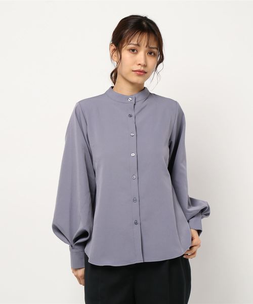 KOBE LETTUCE（コウベレタス）の「タックボリュームスリーブバンドカラーシャツ（シャツ/ブラウス・レディース・ブラック/オフホワイト/ブルー系その他/ピンク/ライトベージュ・FREE）」の8枚目の写真