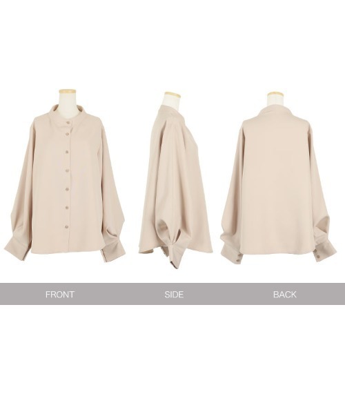 KOBE LETTUCE（コウベレタス）の「タックボリュームスリーブバンドカラーシャツ（シャツ/ブラウス・レディース・ブラック/オフホワイト/ブルー系その他/ピンク/ライトベージュ・FREE）」の10枚目の写真