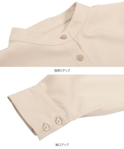 KOBE LETTUCE（コウベレタス）の「タックボリュームスリーブバンドカラーシャツ（シャツ/ブラウス・レディース・ブラック/オフホワイト/ブルー系その他/ピンク/ライトベージュ・FREE）」の11枚目の写真