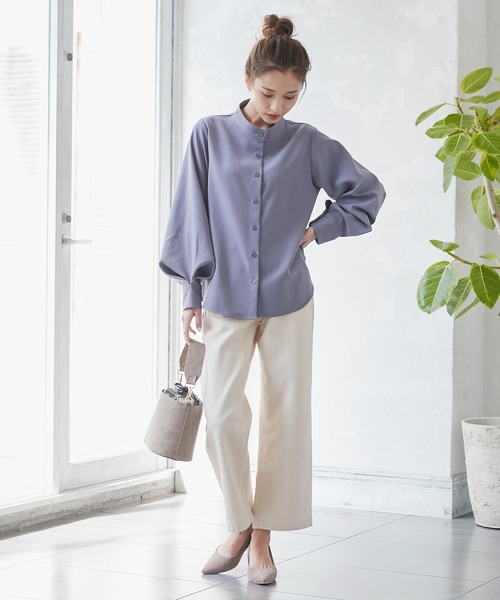 KOBE LETTUCE（コウベレタス）の「タックボリュームスリーブバンドカラーシャツ（シャツ/ブラウス・レディース・ブラック/オフホワイト/ブルー系その他/ピンク/ライトベージュ・FREE）」の17枚目の写真