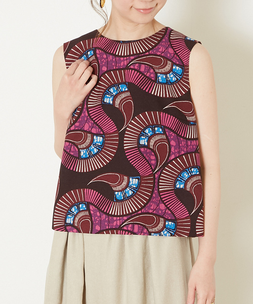 Liesse(リエス)の「アフリカンプリントブラウス(シャツ/ブラウス・レディース・ピンク/グリーン・FREE)」の2枚目の写真