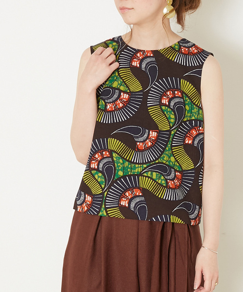 Liesse(リエス)の「アフリカンプリントブラウス(シャツ/ブラウス・レディース・ピンク/グリーン・FREE)」の3枚目の写真