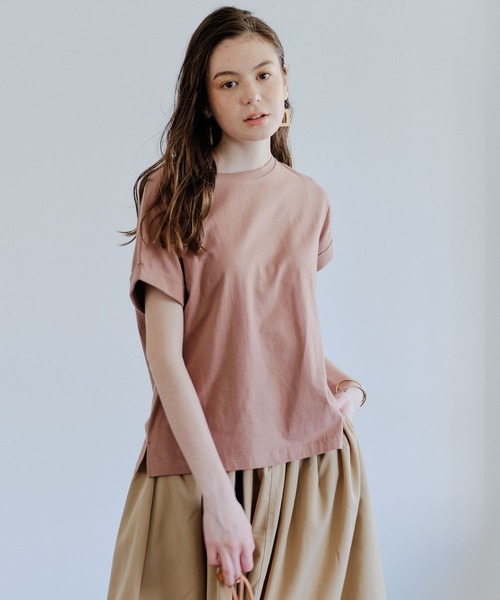 SEVENDAYS=SUNDAY(セブンデイズサンデイ)の「【2020春夏】ロールアップフレンチプルオーバー*(Tシャツ/カットソー)」|ピンクベージュ