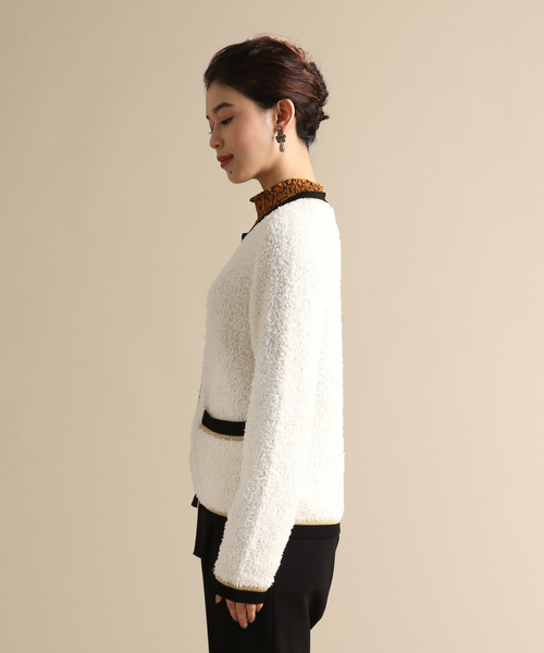 Tiara（ティアラ）の「配色ジャケット風カーディガン（カーディガン/ボレロ・レディース・ベージュ/オフホワイト・FREE）」の5枚目の写真