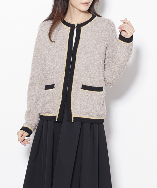 Tiara（ティアラ）の「配色ジャケット風カーディガン（カーディガン/ボレロ・レディース・ベージュ/オフホワイト・FREE）」の13枚目の写真